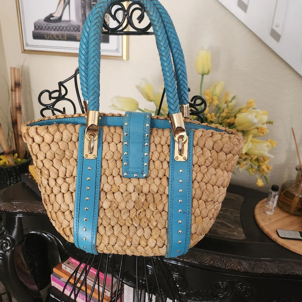 Michael Kors Santorini raffia and leather tote bag - Picture 3 of 9